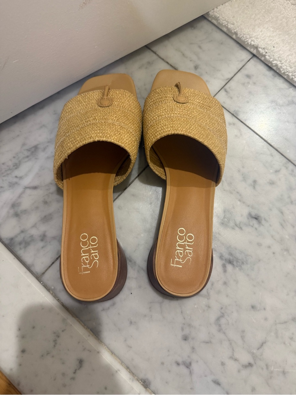 Franco Sarto Tan Woven Flip Flop Sandals - Picture 2 of 3